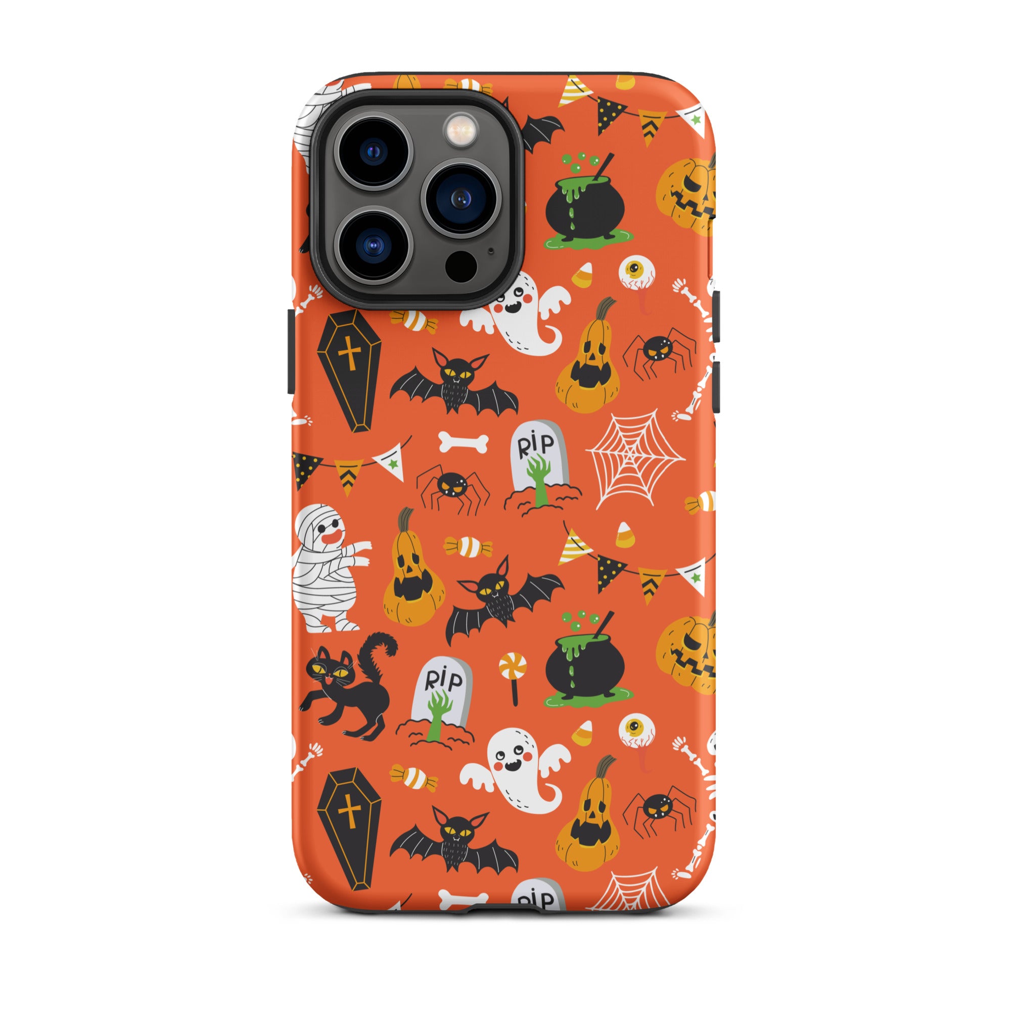 Spooky Night Guardian Premium iPhone Case - Halloween Protective Cover for iPhone 13/14/15 Pro Max - Cute Ghost Design Shockproof Phone Case for Night Out, Party & Daily Use