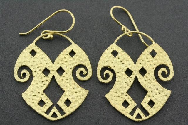 Detailed Shield Earrings - Gold Plated Elegant Jewelry for Women - Perfect for Parties, Weddings & Everyday Wear