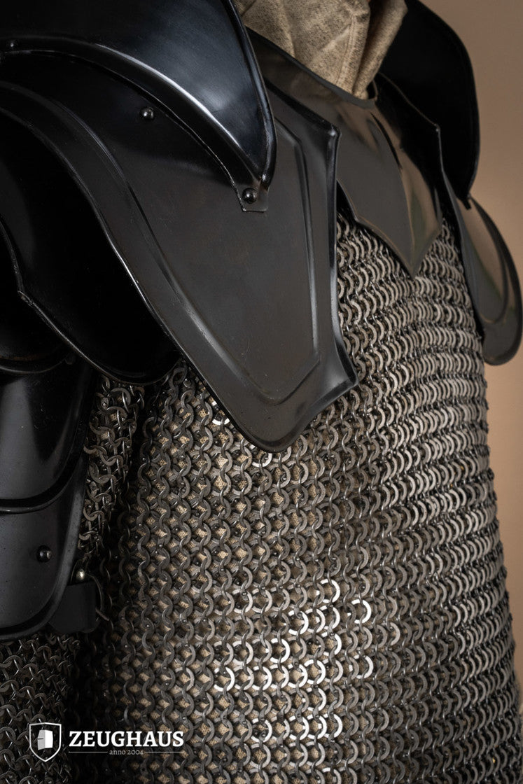 Pauldrons Warrior with Bladebreakers Burnished - Medieval Armor Shoulder Guards for Cosplay, LARP & Renaissance Fairs - Perfect for Costume Parties & Historical Reenactments