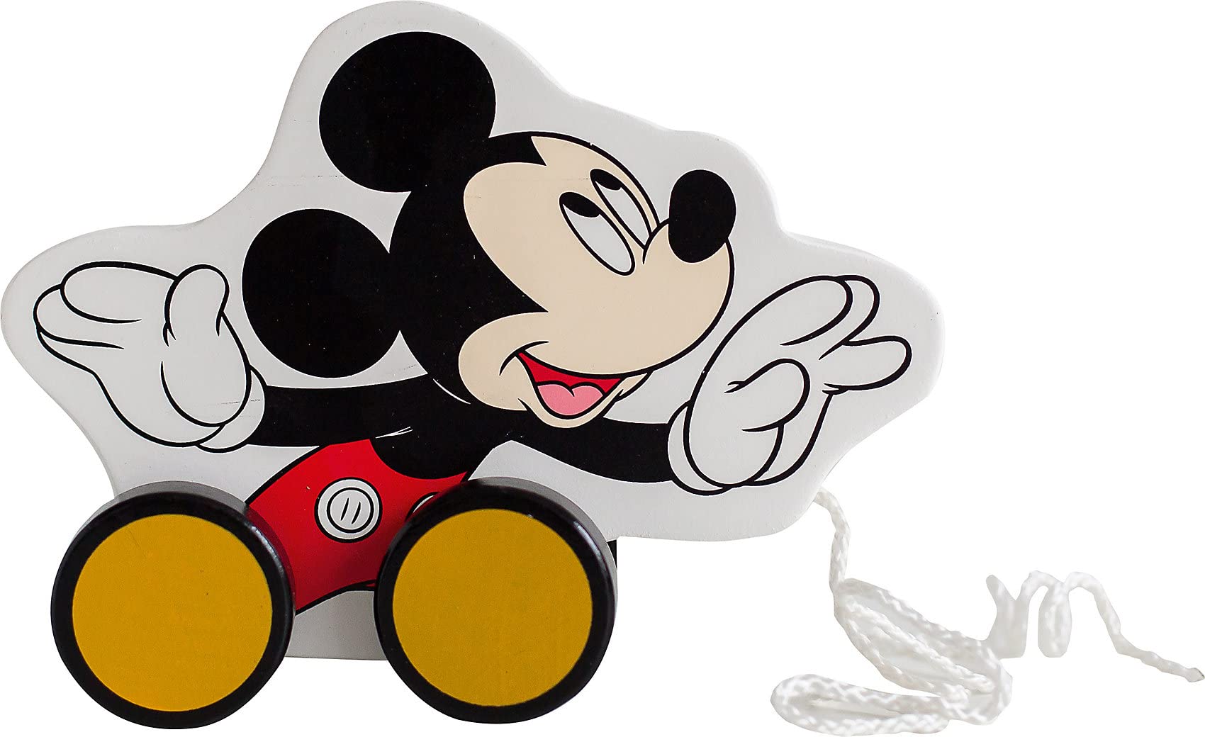 Disney Mickey Mouse Wooden Pull Toy for Toddlers - Classic Wooden Pull Along Toy for Kids Ages 1-3, Perfect for Early Learning & Walking Practice - Great Gift for Birthdays & Christmas