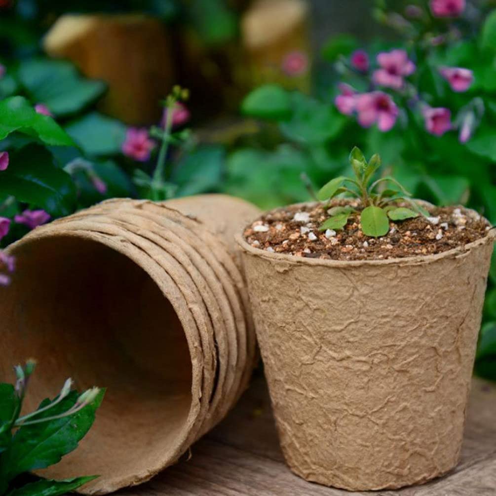 Happyyami 25 Pack Biodegradable Seed Starter Pots with Date Markers - Eco-Friendly Plant Propagation Trays for Indoor/Outdoor Gardening, Greenhouse & Hydroponic System