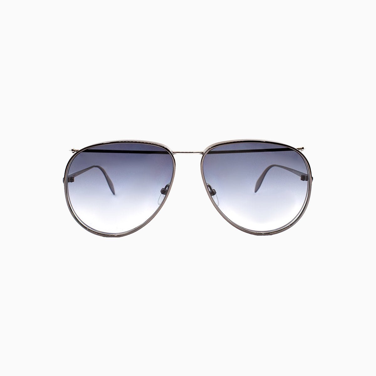 Alexander McQueen Pilot Metal Grey Sunglasses - Luxury Aviator Sunglasses for Men & Women - UV Protection, Stylish & Durable - Perfect for Driving, Travel & Outdoor Activities