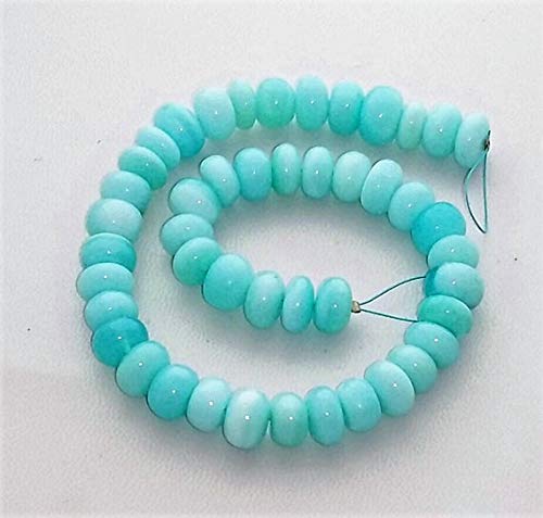 GemAbyss Premium Peruvian Opal Smooth Beads - Sky Blue Gemstone Rondelles (8.5-10mm) 10.5 Inch Strand for Jewelry Making [E1328 MVG-33231] | DIY Bracelets, Necklaces & Healing Crystal Crafts