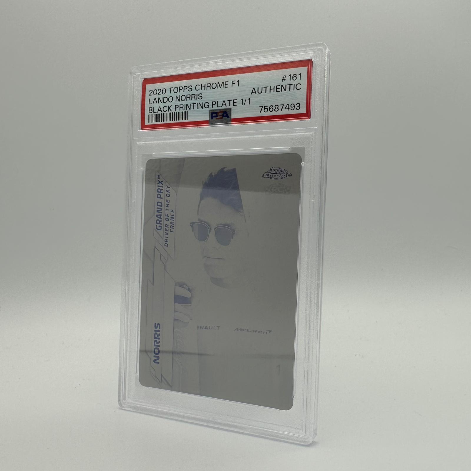 PSA Authentic 1/1 Lando Norris #161 Black Printing Plate Chrome 2020 - Rare Collectible for F1 Fans & Sports Memorabilia Enthusiasts