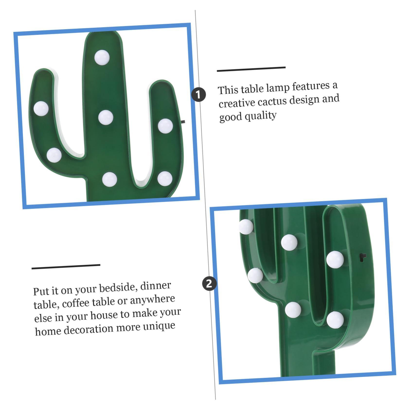 2Pcs LED Cactus Night Light - Modern PVC Decorative Lamp for Bedroom, Kids Room, Nursery - Perfect Gift for Christmas, Valentine's Day, Birthday - Creates Cozy Ambiance for Nighttime Reading & Relaxation