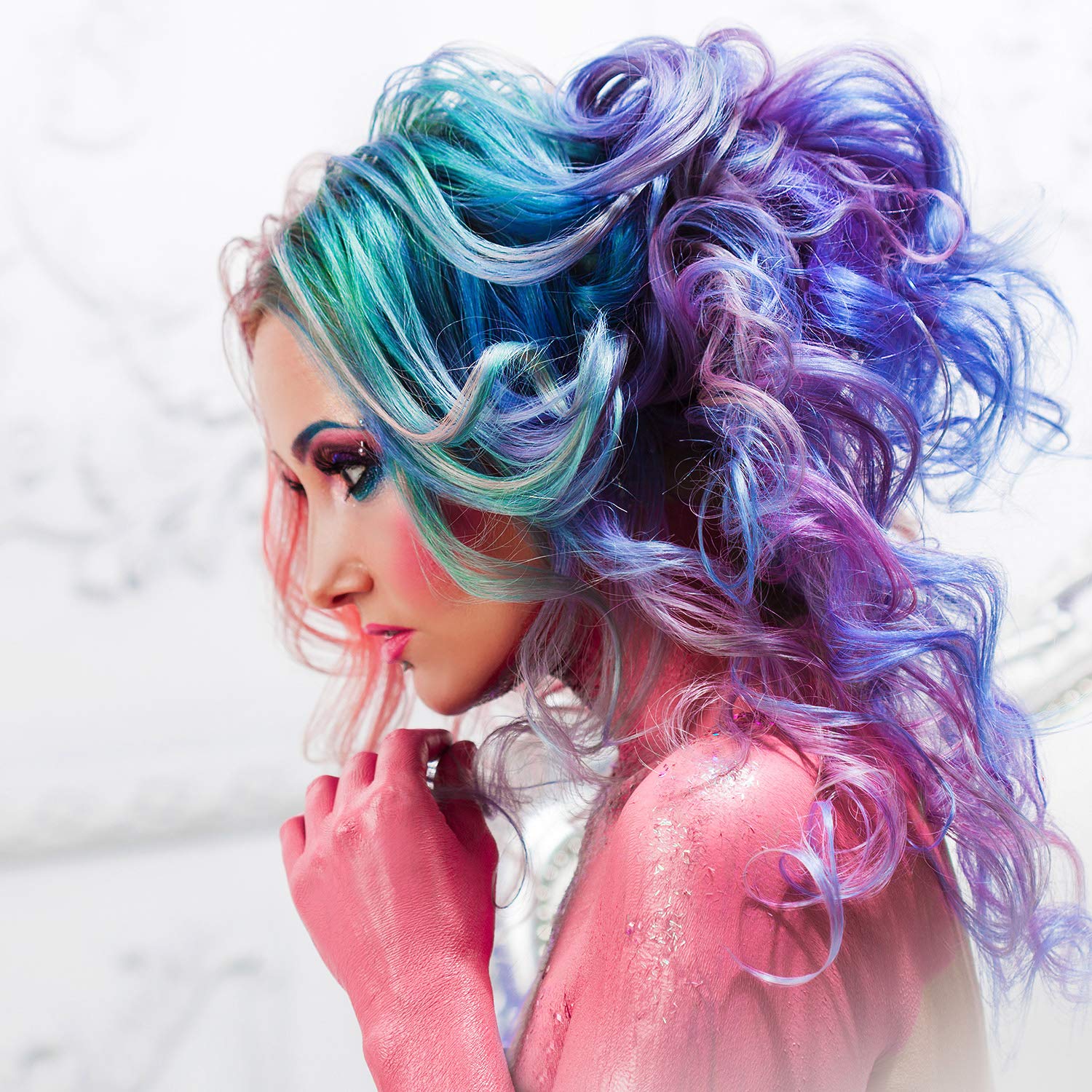 Blulu 24-Piece Clip-In Synthetic Hair Extensions - 20 Inch Curly Wavy Rainbow Hairpieces for Women (24 Colors) | Perfect for Parties, Cosplay & Festival Highlights