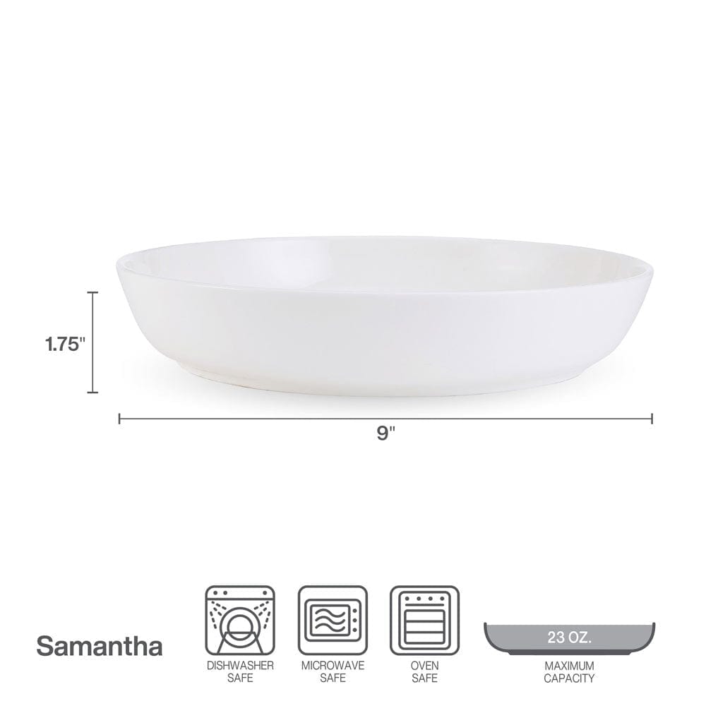 Samantha Set of 4 Pasta Bowls - Premium Ceramic Pasta Serving Bowls for Spaghetti, Salad & Soup - Perfect for Family Dinners & Entertaining Guests