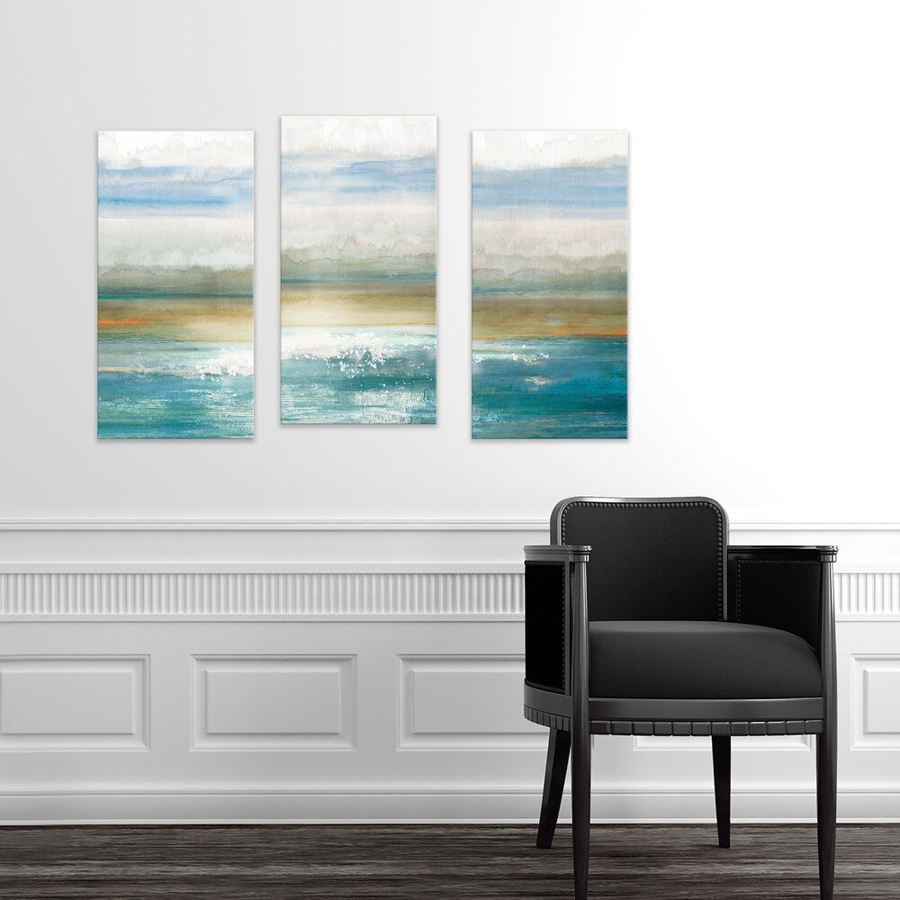 Beyond Dawn Hand Embellished Canvas Wall Art - Set of 3 Modern Abstract Paintings (36