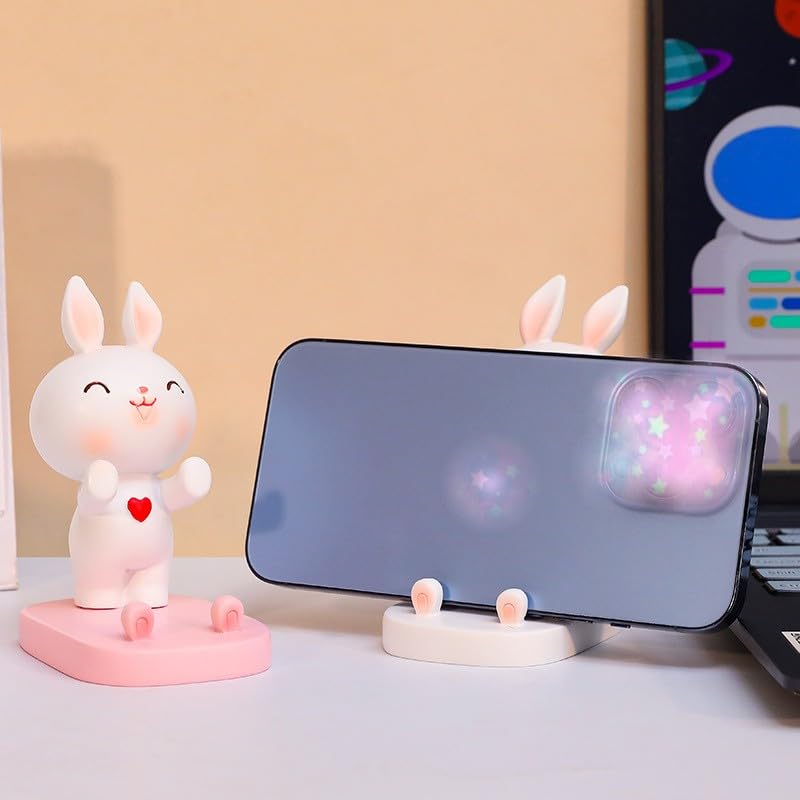 Cute Rabbit Phone Holder - Creative Home Decor for All Smartphones (Pink) - Perfect for Desk & Gift