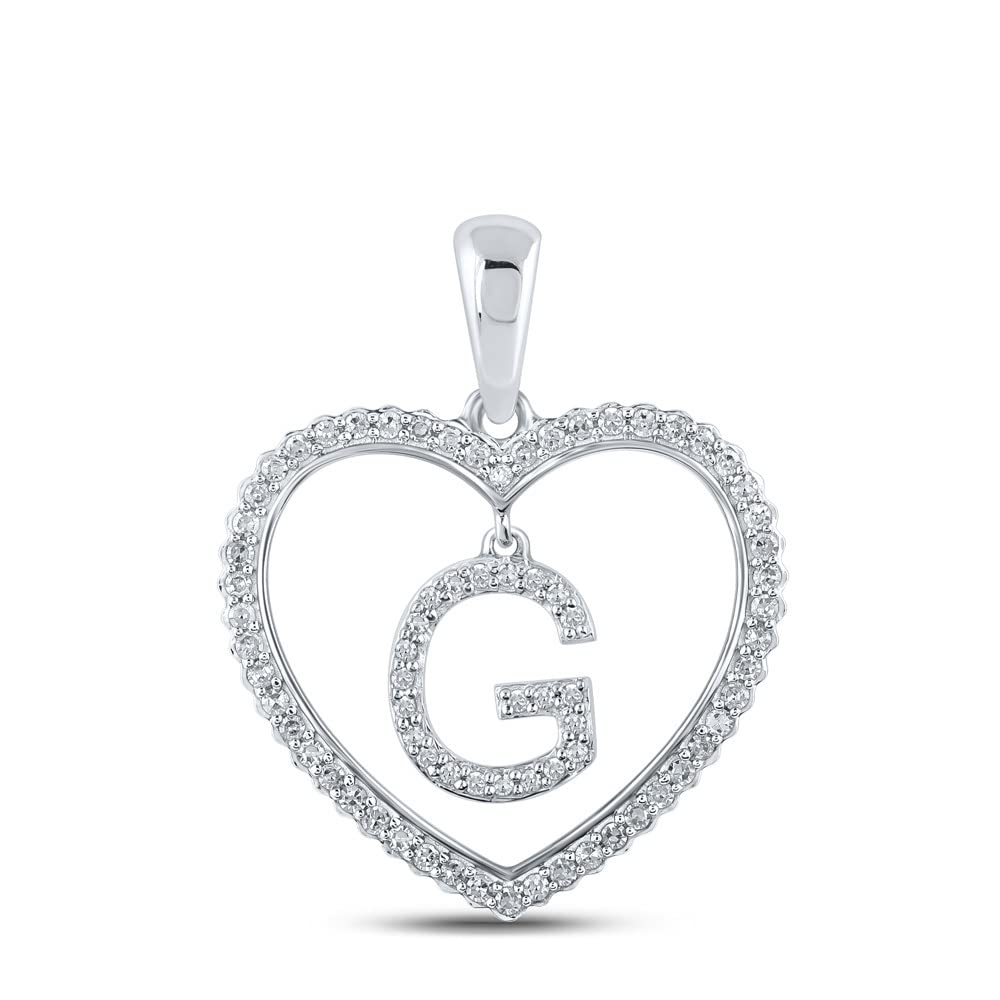 10K White Gold Women's Round Diamond Heart 