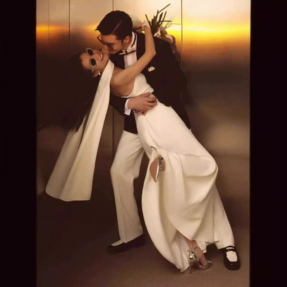 Elegant Strapless White Mermaid Evening Dress for Wedding, Prom & Special Occasions - Style J6370
