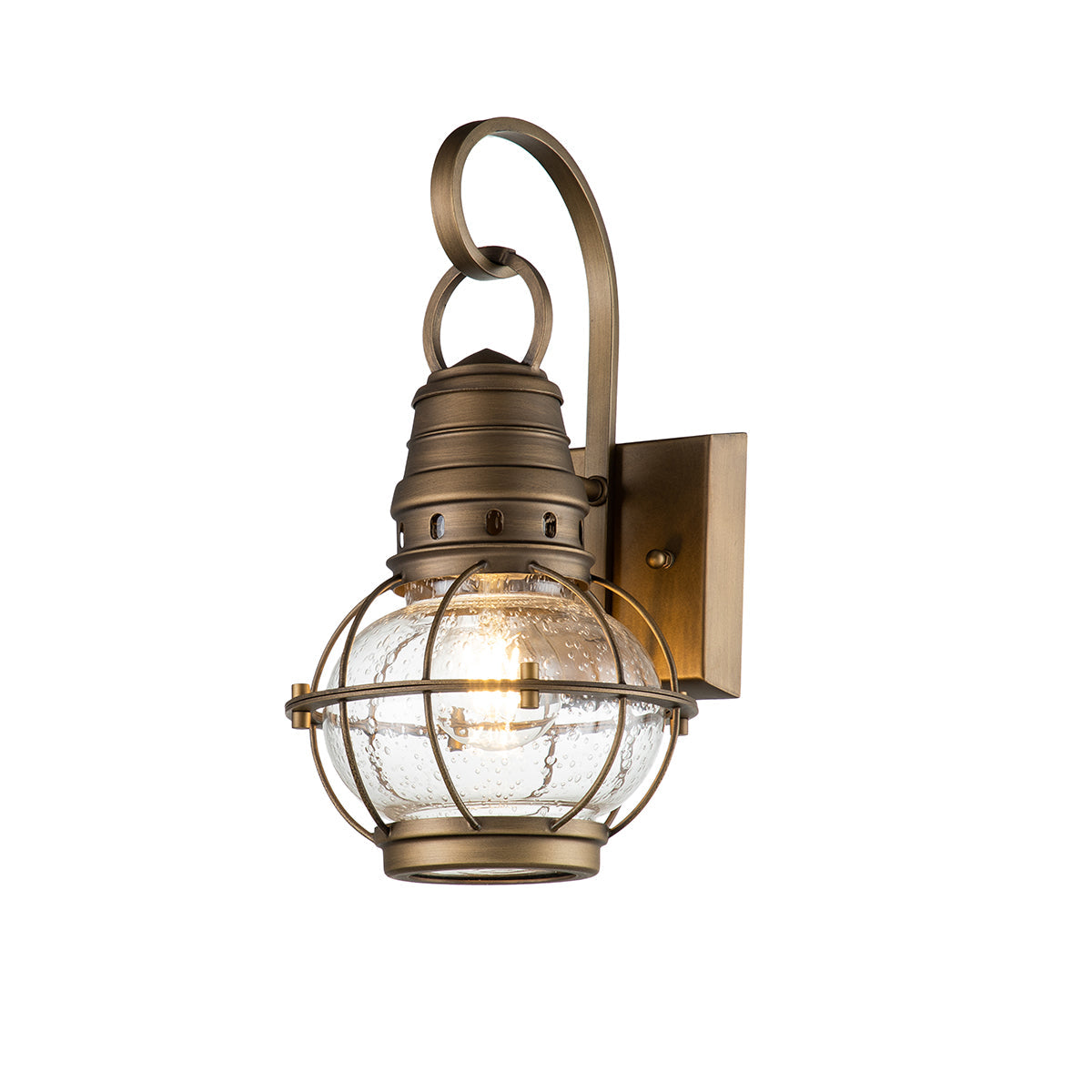 Bridge Point Small/Medium/Large Wall Lantern - Weathered Zinc/Natural Brass Finish Outdoor Lighting - Perfect for Porch, Garden, Patio & Entryway Decor