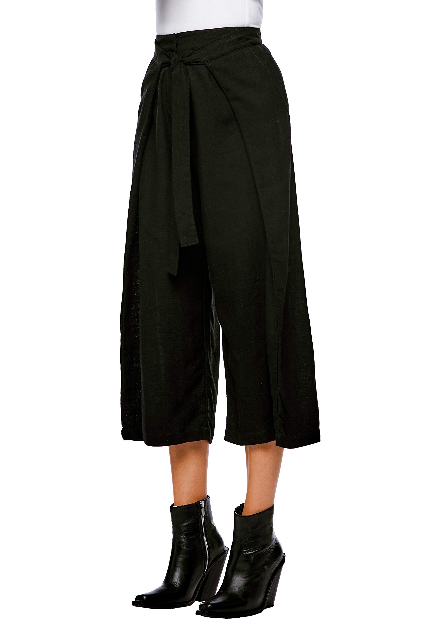 Jonny Cota Studio Women's Linen Wrap Pants - Comfortable & Stylish High Waisted Wide Leg Trousers for Summer, Beach & Casual Wear