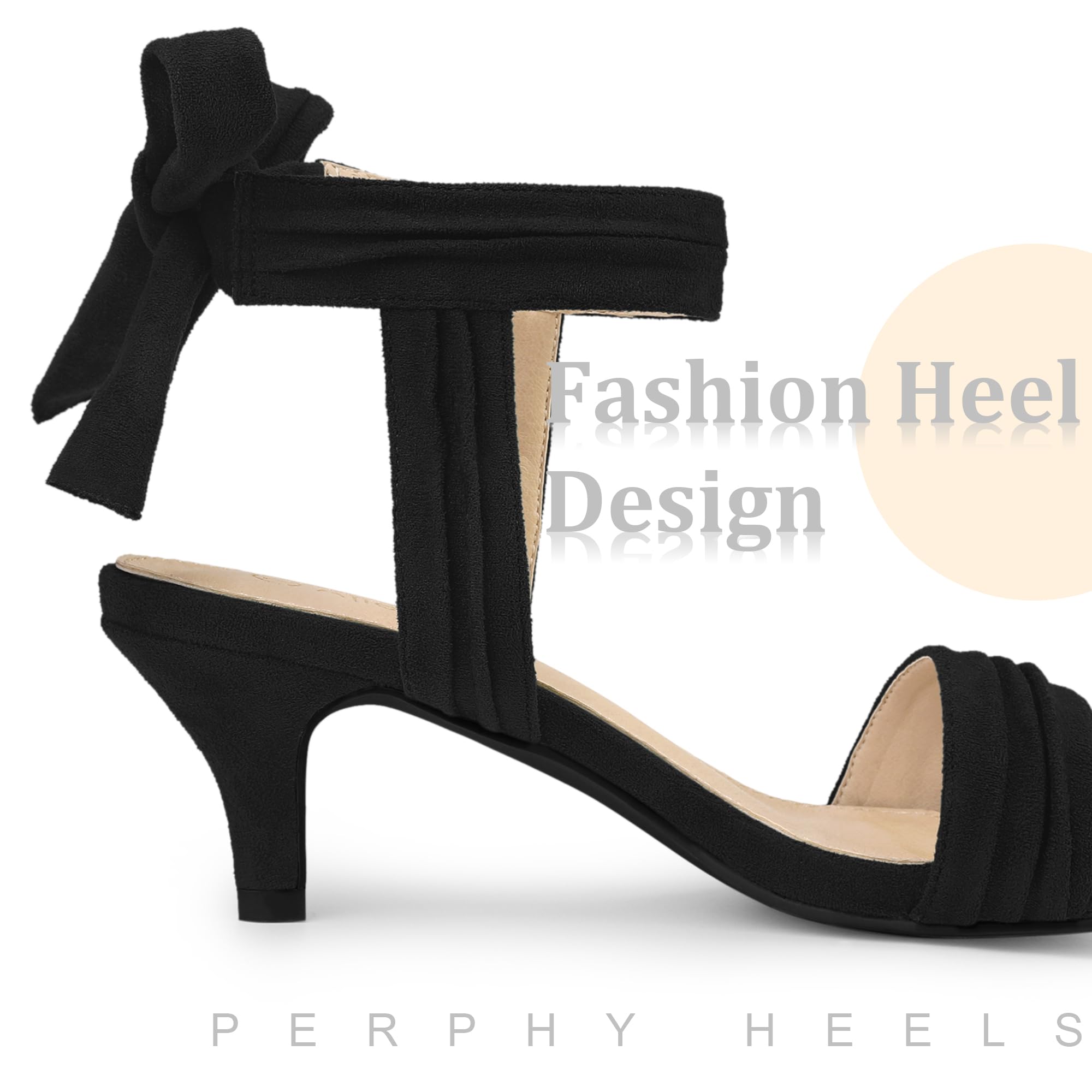 Perphy Women's Open Toe Ankle Tie Kitten Heel Sandals - Elegant Bridal Wedding Shoes for Bride, Bridesmaids & Special Occasions | Perfect for Beach Weddings, Garden Parties & Evening Events