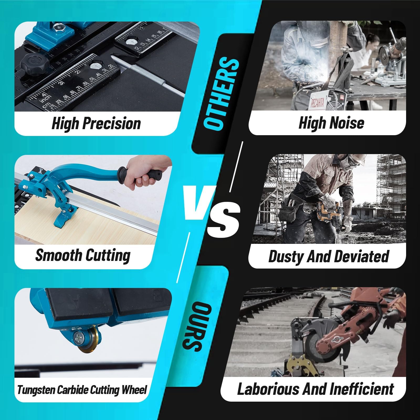24/32/48 Inch Manual Tile Cutter with Tungsten Carbide Wheel - Infrared Positioning for Precise Cutting - Perfect for DIY Home Renovation, Bathroom & Kitchen Tile Installation (24 Inch)