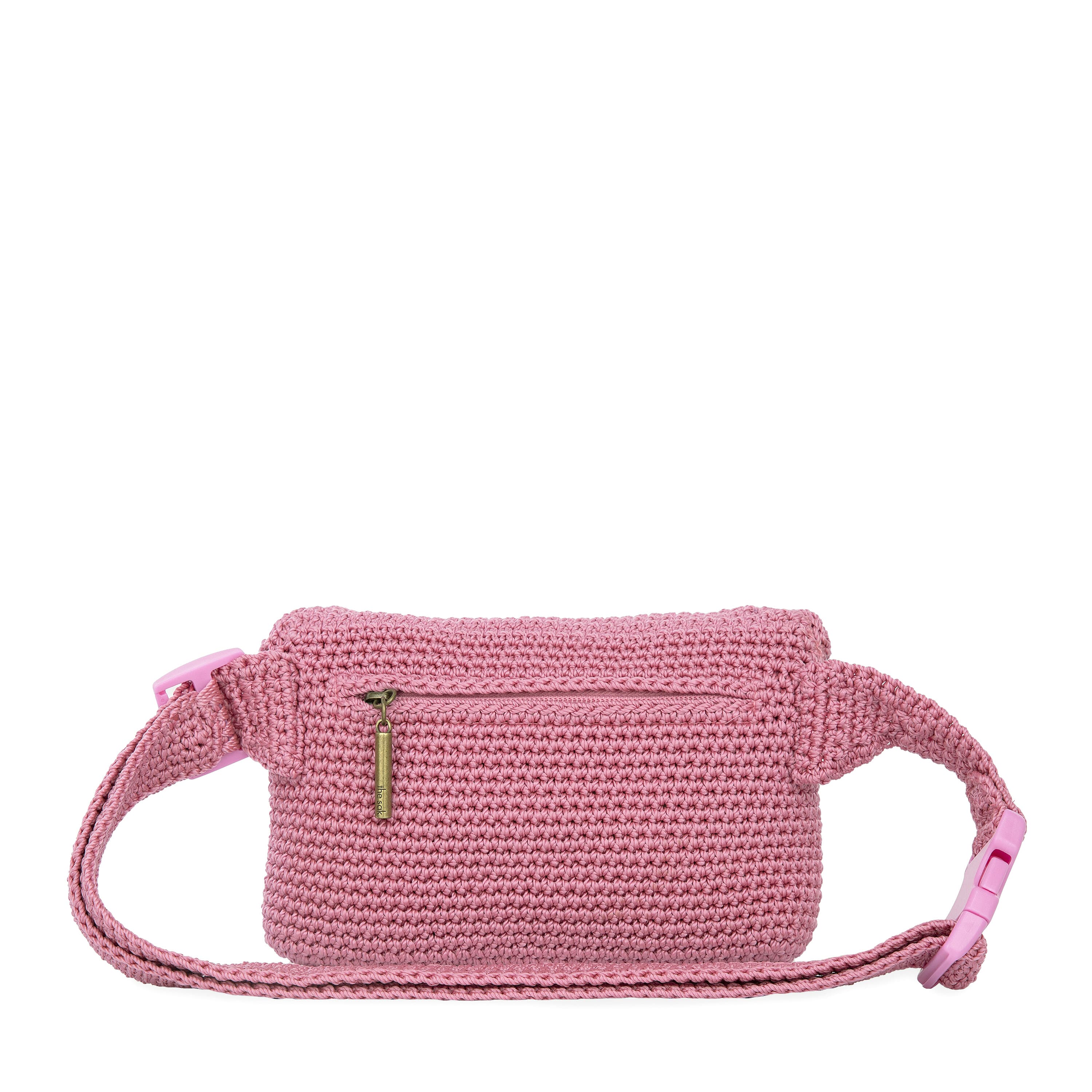 Hand Crocheted Caraway Small Belt Bag - Pink Cherries Design | Fashionable Waist Pack for Women, Perfect for Travel, Shopping & Outdoor Activities