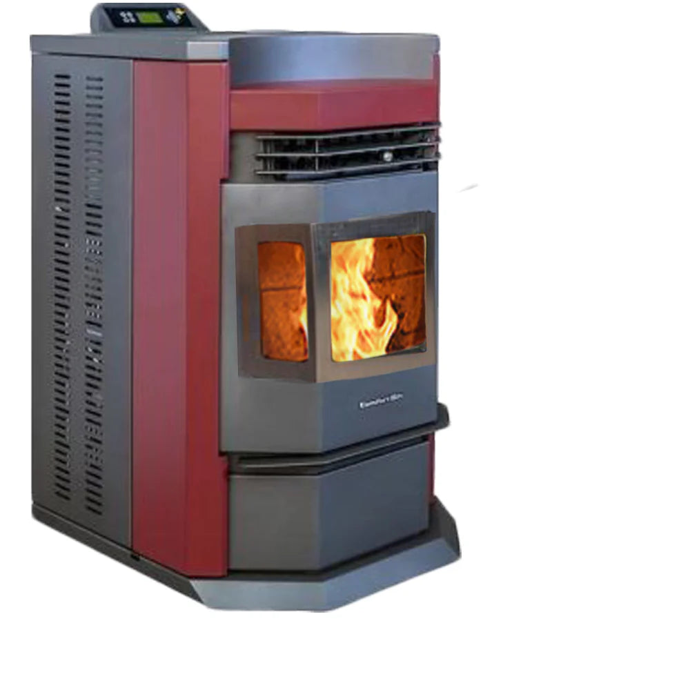 ComfortBilt HP22N SS 2,800 sq. ft EPA Certified Pellet Stove with Auto Ignition - 80 lb Hopper Capacity in Burgundy - Perfect for Home Heating & Energy Efficiency