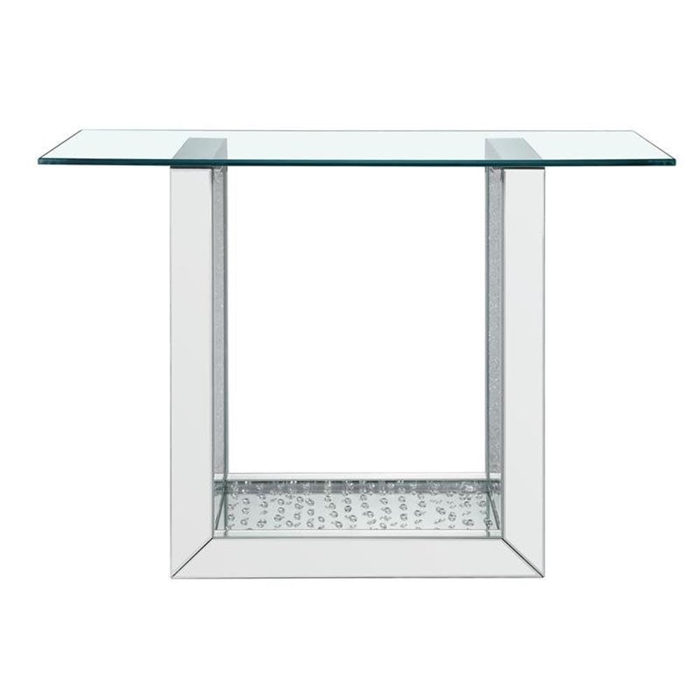 Acme Nysa Console Table with Mirror Finish & Faux Crystal Accents - Elegant Entryway Decor for Hallway, Living Room or Bedroom