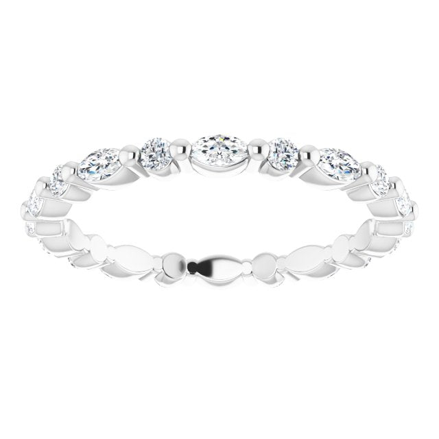 0.90 Carat Shared Prong Marquise & Round Diamond Eternity Wedding Band – Perfect for Anniversaries, Engagements & Special Occasions
