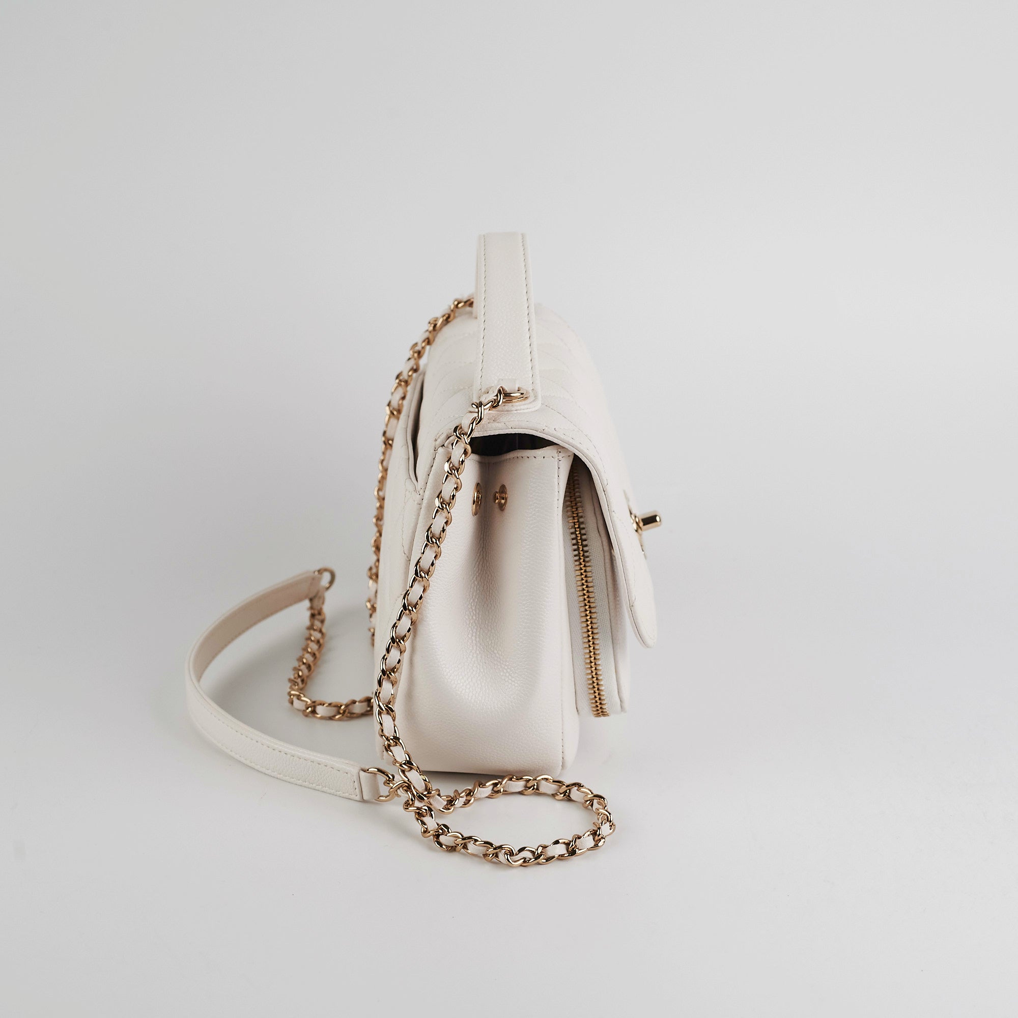 Chanel Business Affinity Small White Caviar Leather Handbag - Luxury Designer Crossbody Bag for Women | Perfect for Work, Travel & Evening Events