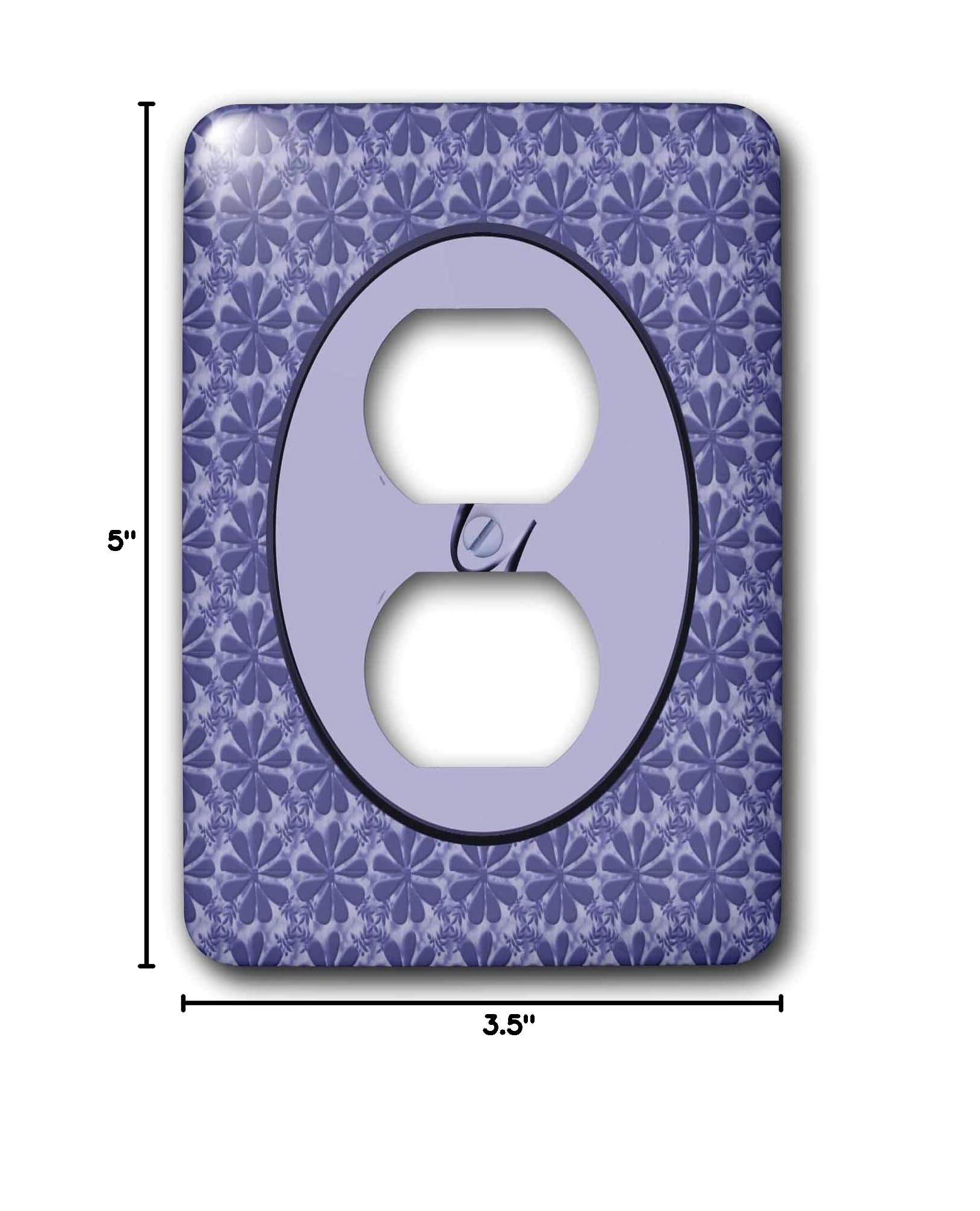 3D Rose Floral Letter G Outlet Cover - Lavender Blue Monotone Elegant Round Frame Wall Plate - Perfect for Bedroom, Nursery, and Home Decor