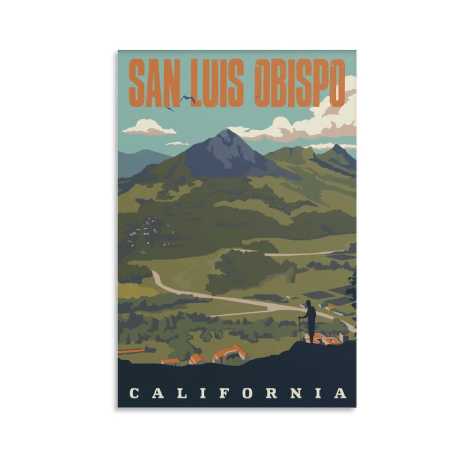 Vintage California Travel Poster - San Luis Obispo Mountain Trail Woods Canvas Wall Art (20x30cm/8x12in) for Living Room, Bedroom & Office Decor | Nature-Inspired Home Wall Decor Prints & Paintings | Perfect for Rustic, Cabin or Adventure Themed Spaces