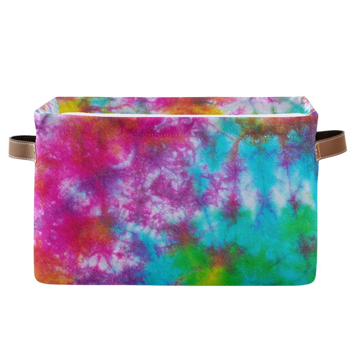 Vibrant Tie-Dye Storage Basket - Large Collapsible Fabric Cube Bin for Home, Office & Closet Organization (15
