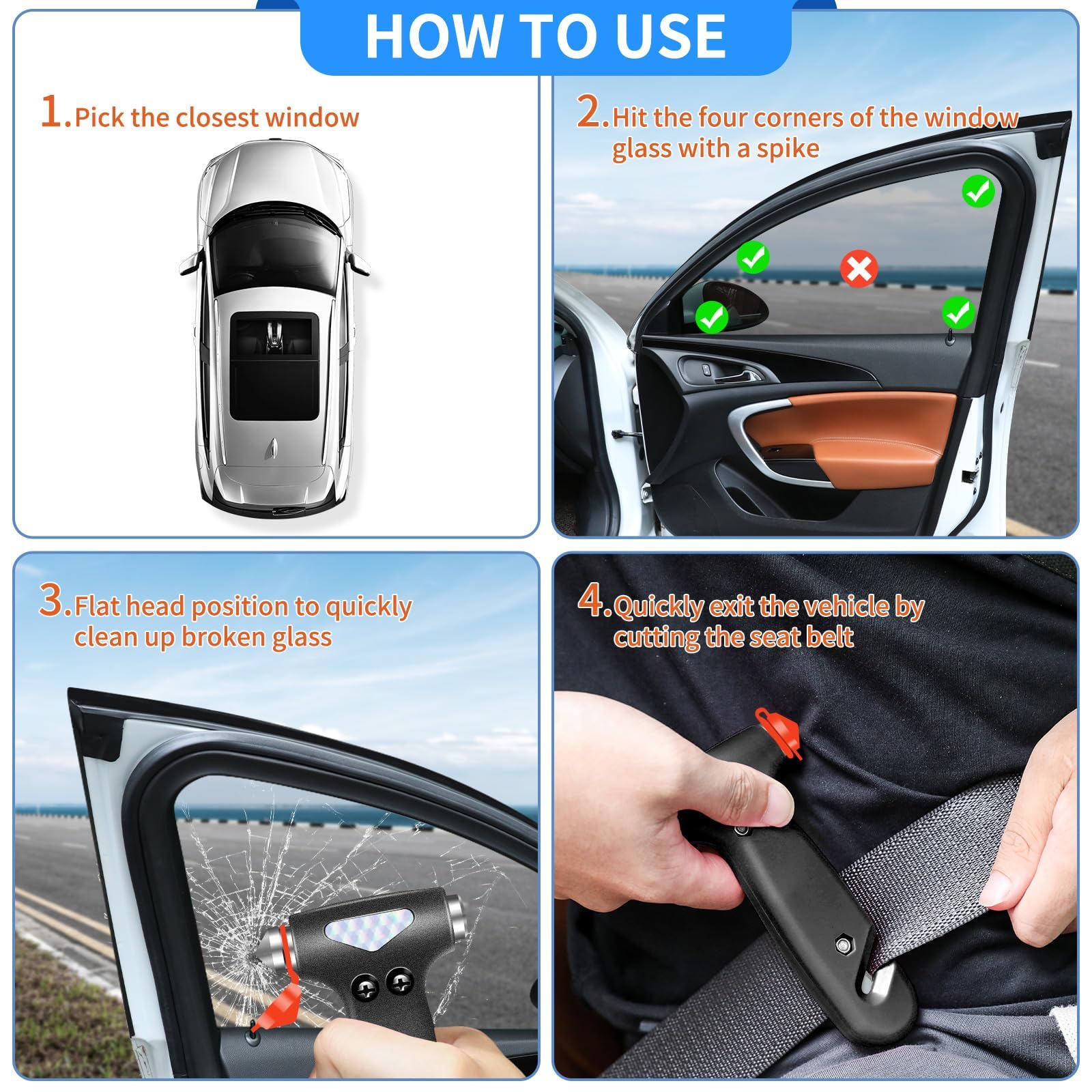 Emergency Car Escape Tool - 2-in-1 Window Breaker & Seatbelt Cutter | Life-Saving Vehicle Safety Device for Accidents | Compact Car Emergency Kit Essential (Pink) - Perfect for Road Trips, Storms & Emergency Situations