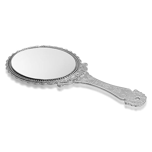 BANIRA Oval Handheld Mirror with Handle - Portable Travel Makeup Mirror for Personal Vanity, Skin Care & Beauty - Silver (Pack of 1) | Perfect for Home, Travel, Salon & Makeup Artists