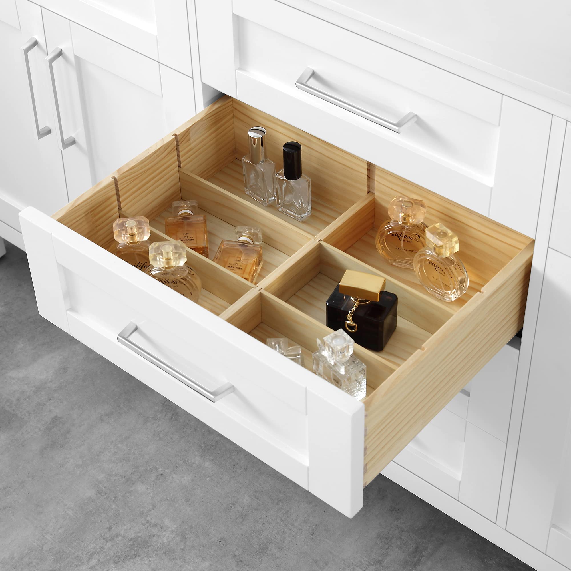 OVE Decors Maya 72 Inch White Bathroom Vanity with Carrara Marble Countertop - Modern Double Sink Vanity for Master Bathroom & Powder Room