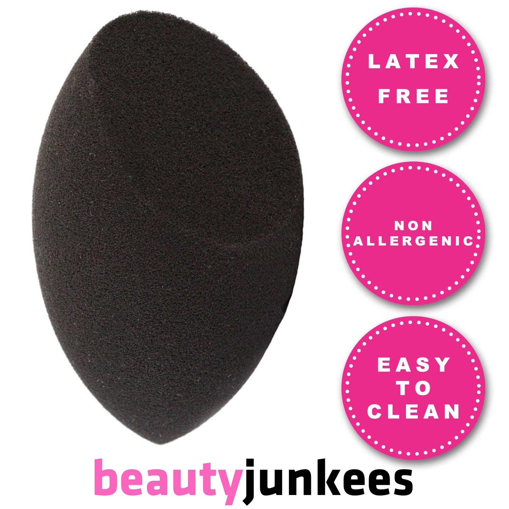Beauty Junkees Makeup Sponge Blender - Black Contour Blending Sponge for Liquid, Cream & Powder Foundation | Latex-Free Cosmetic Applicator | Perfect for Professional Makeup & Everyday Beauty Routine