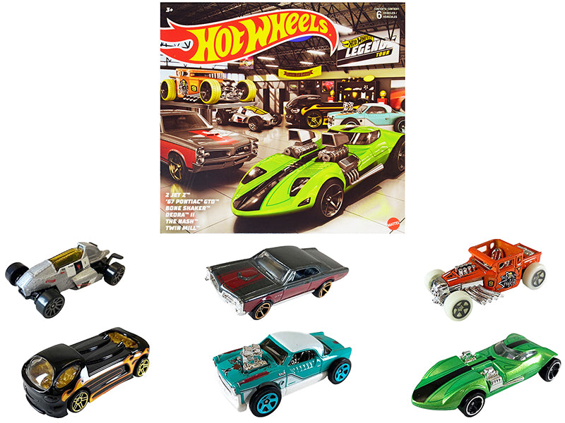 Hot Wheels Legends 6-Piece Diecast Model Car Collection - Authentic 1:64 Scale Toy Cars for Kids & Collectors - Perfect for Play, Display, and Racing Tracks