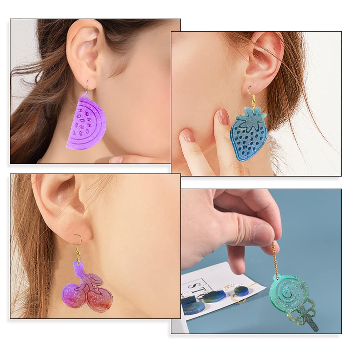 Premium Silicone Resin Jewelry Molds for DIY Earrings, Pendants & Keychains - 20pcs Earring Hooks Included - Crystal Epoxy Casting Molds for Handmade Necklace Charms & DIY Craft Projects - Perfect for Jewelry Making, Gift Crafting & Home Decor