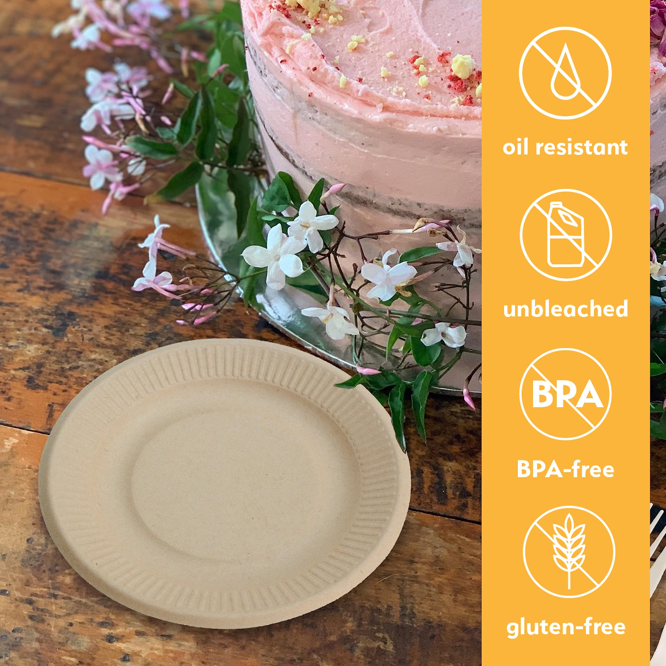 Eco-Friendly 100% Compostable Bamboo Paper Plates Bulk Pack (6
