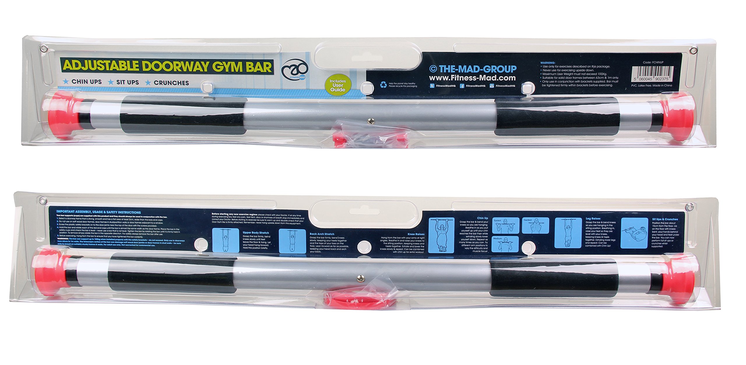 Deluxe Pull Up Bar for Doorway - Silver/Black/Red - Home Gym Equipment for Strength Training & Fitness Workouts - Perfect for Home, Garage & Apartment Workouts