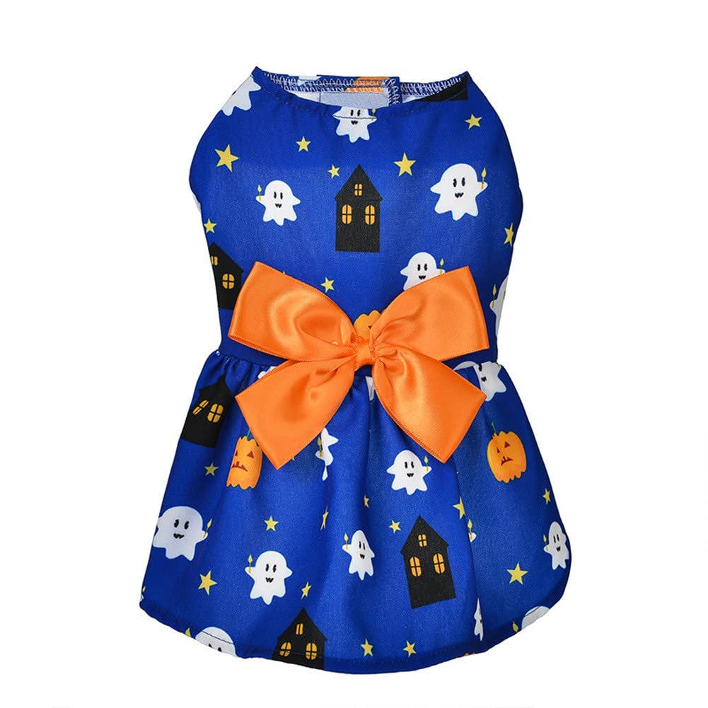 Halloween Dog Princess Dress with Bowknot - Cute Pet Costume for Small Dogs, Puppy Cosplay Outfit for Halloween Parties & Photo Shoots