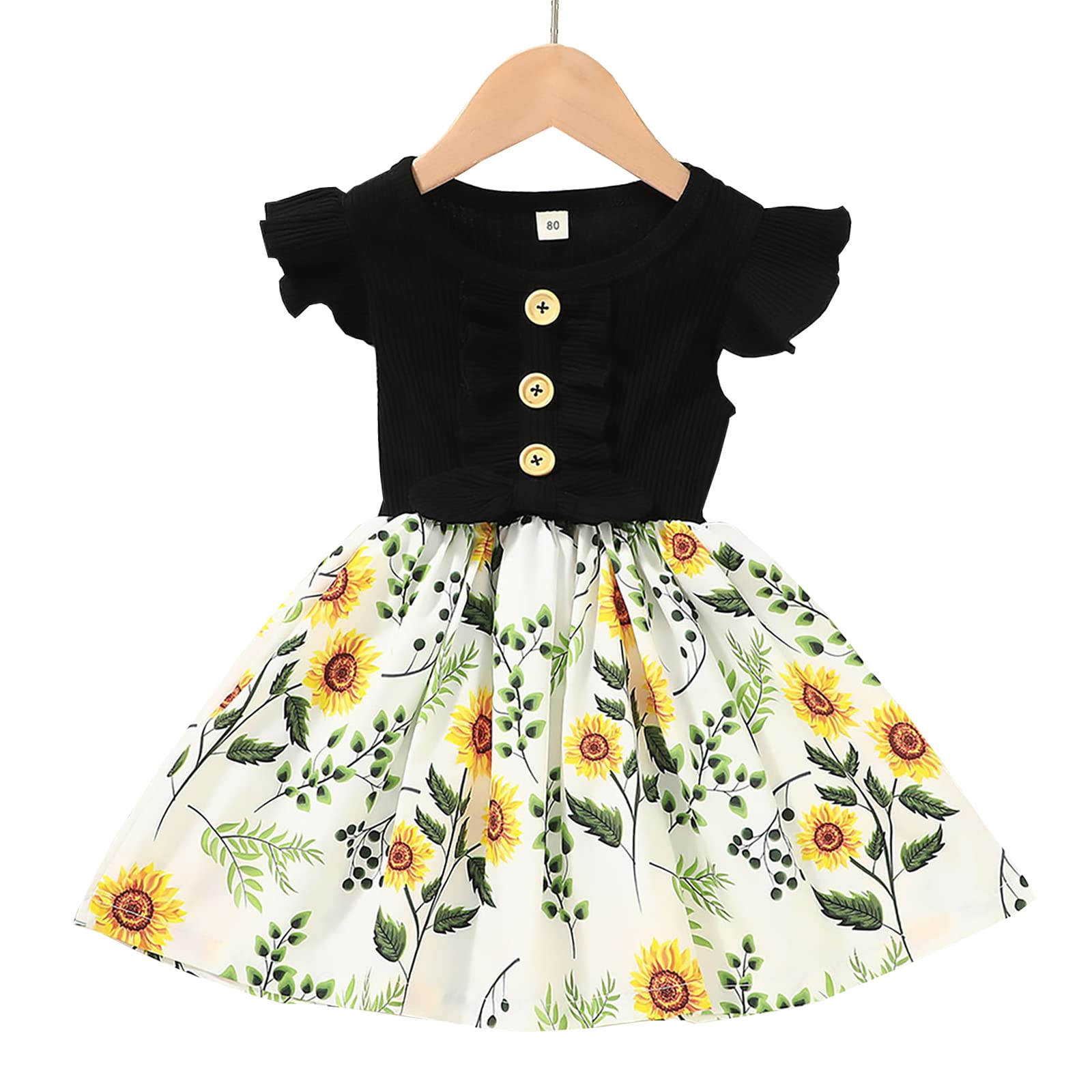 VINUOKER Floral Toddler Girl Dress for Summer & Fall | Baby Girls Sundress | Casual Kids Clothes | Perfect for Playdates, Parties & Outdoor Activities