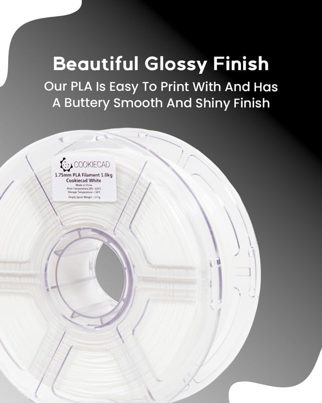 Premium 1.75mm White PLA Filament 1kg Spool - High-Quality 3D Printing Material for Cosplay, Prototyping & DIY Projects - Perfect for Creality Ender 3, Prusa & More 3D Printers