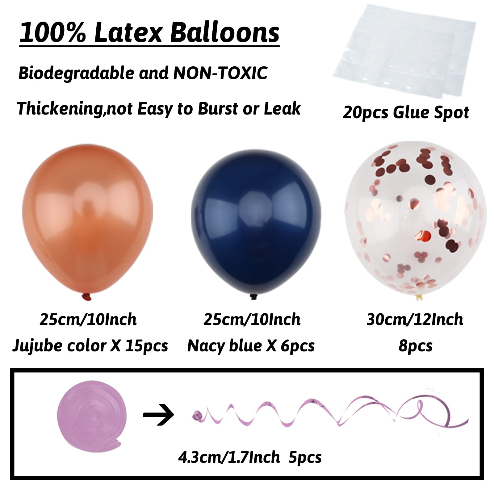Navy Blue & Rose Gold Birthday Decorations Set - Happy Birthday Banner, Paper Pompoms & Balloons for Women, Men, Boys & Girls | Perfect for Birthday Parties, Baby Showers & Anniversary Celebrations