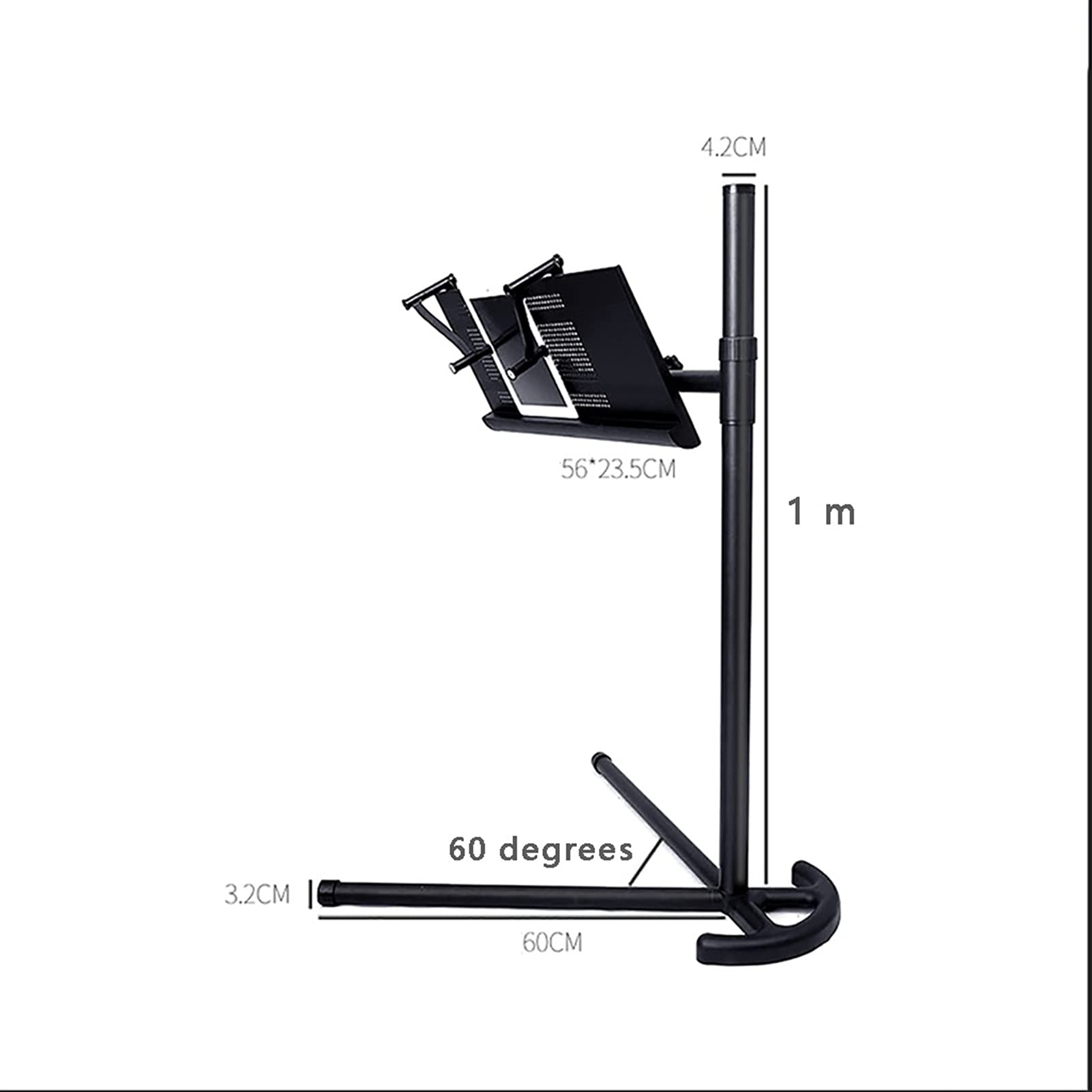 Adjustable Metal Floor Stand for Books, Laptops & Music Sheets - Telescopic Height, Foldable Design - Perfect for Reading, Bedside, Office & Music Practice