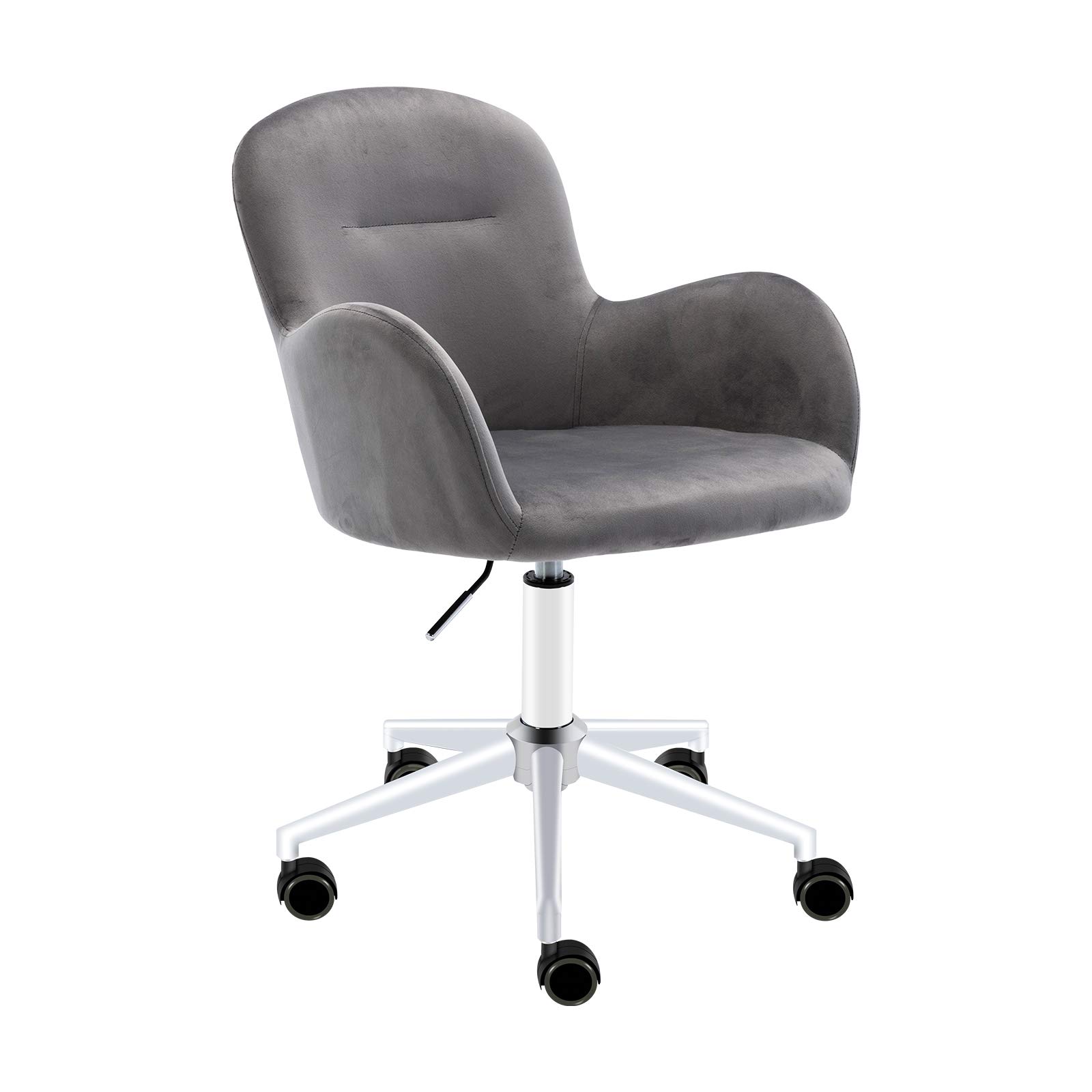 Velvet Swivel Chair - 360° Rotating Modern Lounge Chair with Wheels & Height Adjustment, Soft Upholstered Office Chair for Home, Living Room, Study or Workspace - Comfortable Seating for Adults & Kids (Grey)