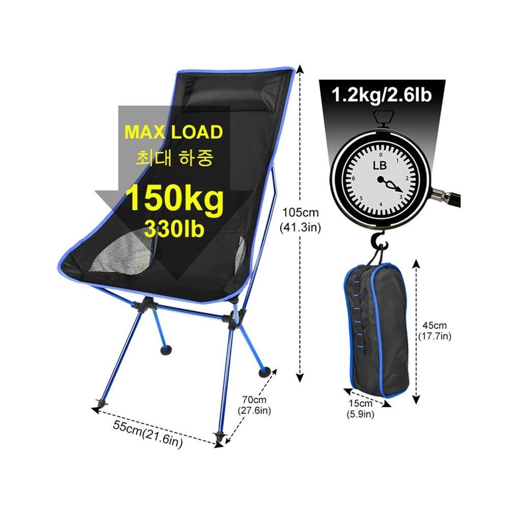 Ultralight Portable Folding Camping Chair - Oxford Cloth Outdoor Chair with Extended Seat for Fishing, Picnic, BBQ & Beach | Perfect for Camping Trips, Backyard Relaxing & Outdoor Adventures (Orange)