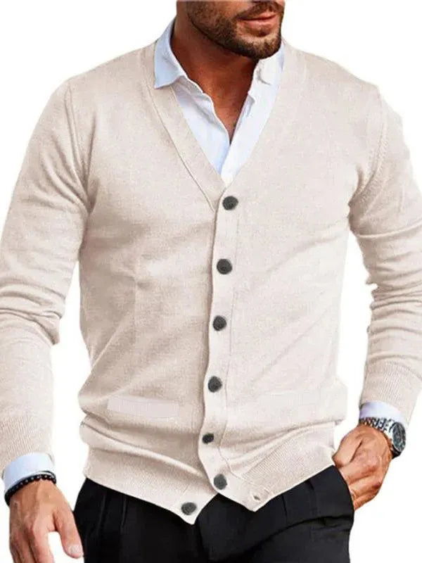 Men's Slim Fit V-Neck Cardigan Sweater - Lightweight Knit Pullover for Casual Wear, Office & Layering