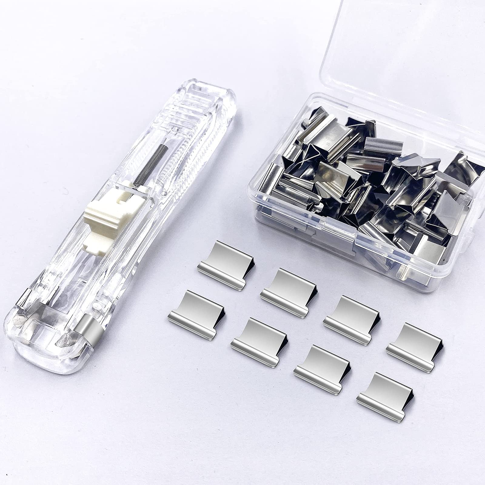 Small Desk Stapler Set with 120 Reusable Staples - Compact Push Stapler for Office, School & College Supplies - Perfect for Paperwork, Documents & Bag Sealing
