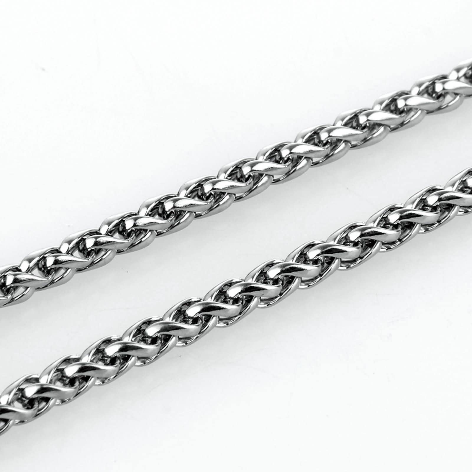 3mm Stainless Steel Wheat Chain Necklace for Men - 22 Inch Gothic Silver Necklace | Perfect for Punk, Rock, Goth Fashion & Everyday Wear