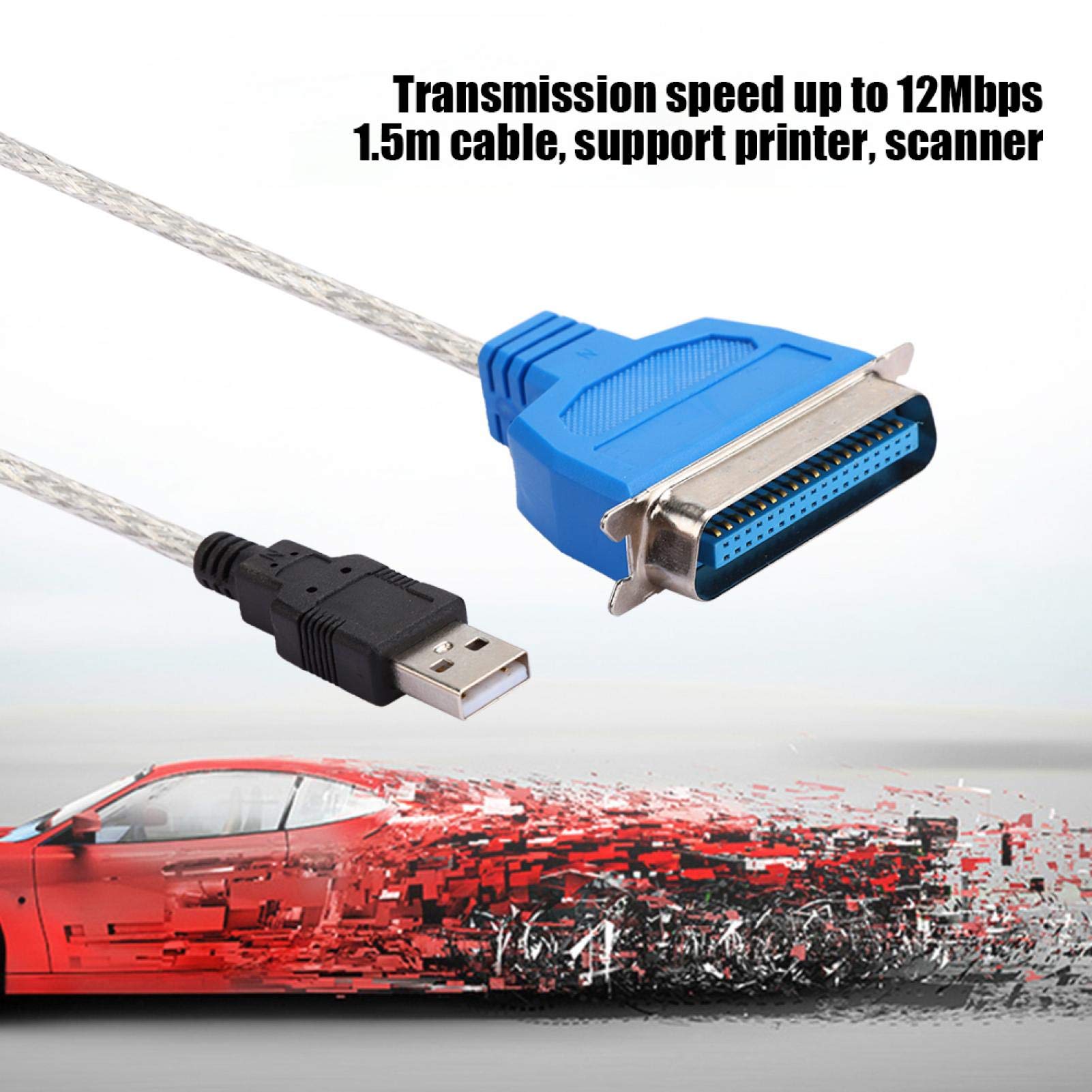 Socobeta USB to Parallel Port Cable Adapter - 1.5m/4.9ft Printer Cable with Anti-Interference Technology, Compatible with Desktops & Laptops - Perfect for Home Office, Warehouse Label Printing, and Industrial Equipment Connectivity