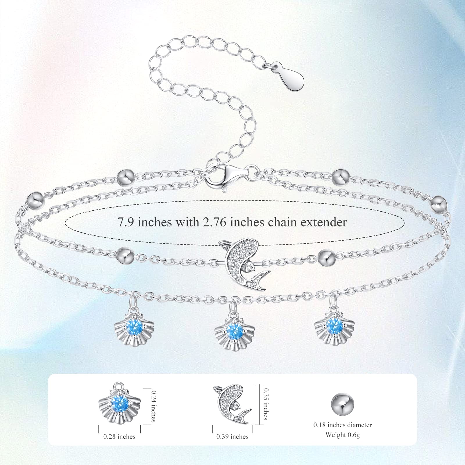 925 Sterling Silver Anklet Bracelet for Women - Butterfly Cross Evil Eye Ankle Chain Jewelry, Personalized Adjustable Anklet for Teen Girls, Perfect Birthday Gift for Wife, Girlfriend, Daughter - Ideal for Beach, Wedding & Everyday Wear