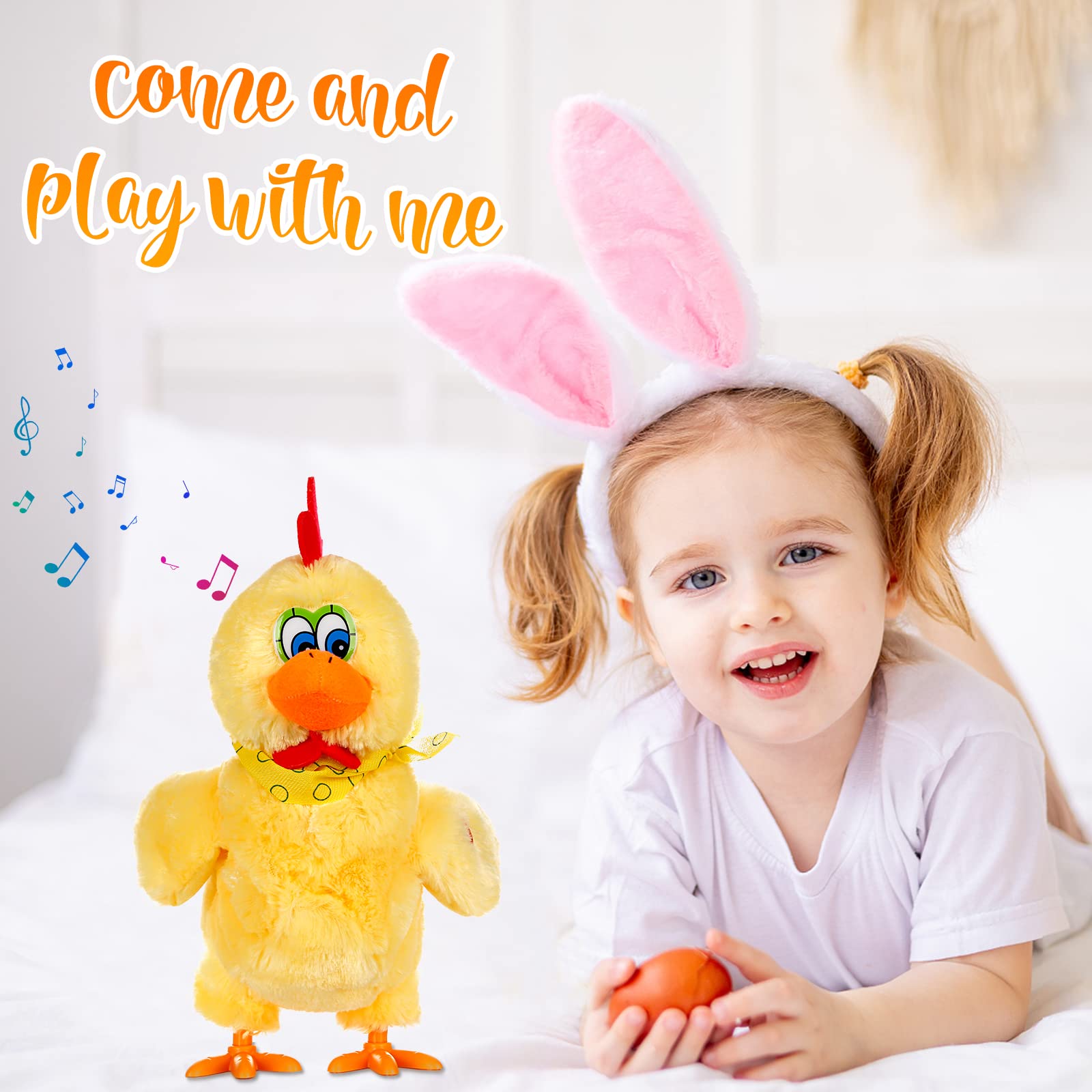SOMOYA Electric Dancing Chicken Toy with Egg Laying & Music - Interactive Plush Animal Toy for Kids, Easter Gifts & Party Fun (Yellow) - Perfect for Easter Celebrations, Birthday Parties & Children's Playtime
