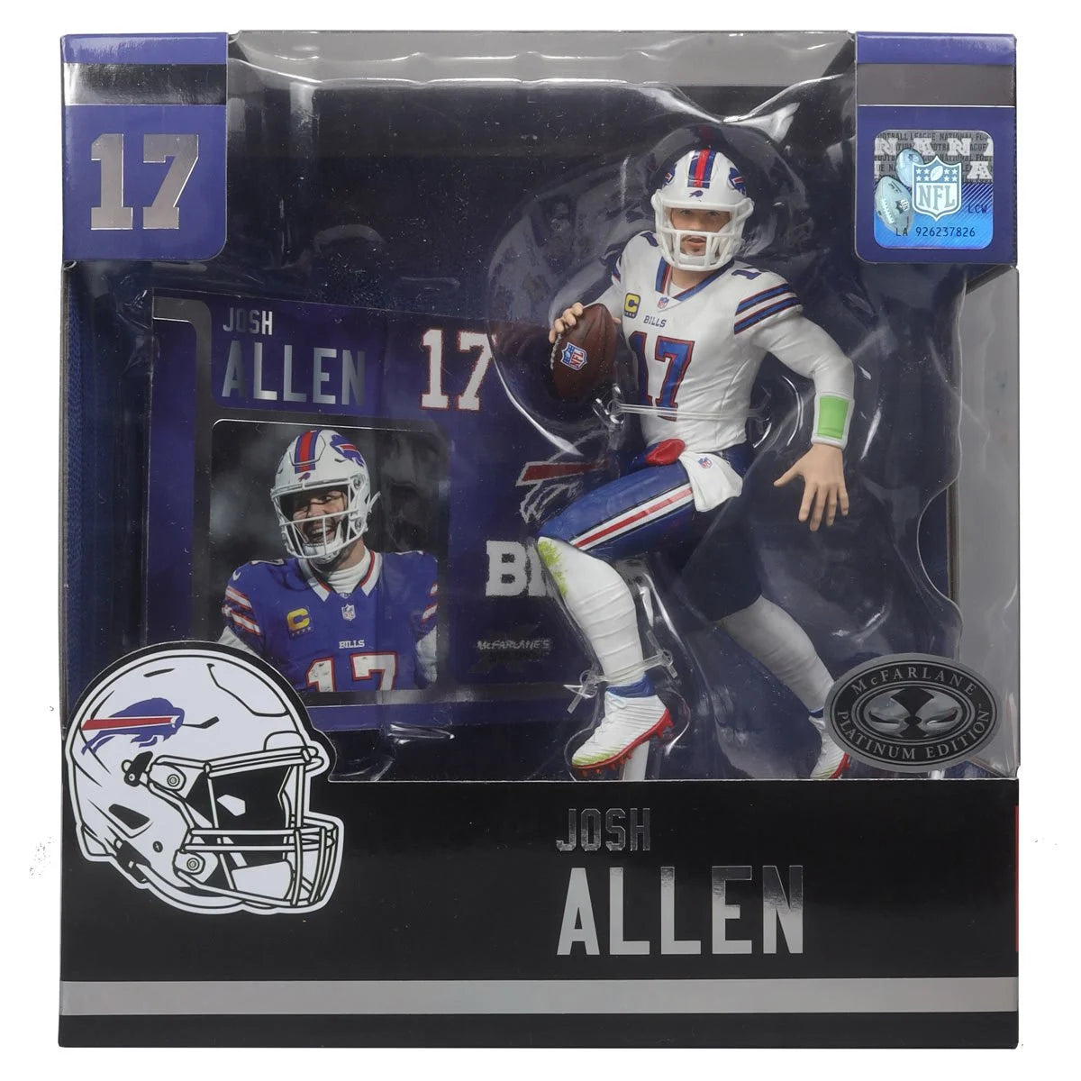 Josh Allen Buffalo Bills NFL Platinum Chase White Jersey Posed Figure - 2024 SportsPicks Collectible for Fans, Game Room Decor & Football Memorabilia