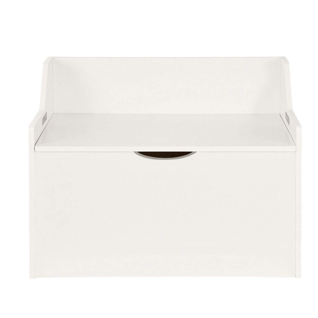 Mnjin Lift Top Entryway Storage Bench - Wooden Toy Box & Kids Storage Chest with Vibrating Massage Table - White, One Size - Perfect for Living Room, Bedroom & Nursery Organization
